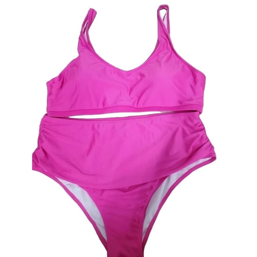 3X Two Piece High Waisted Swimsuit Barbie Pink